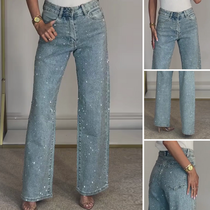 🔥50% OFF🔥Straight leg jeans with rhinestones