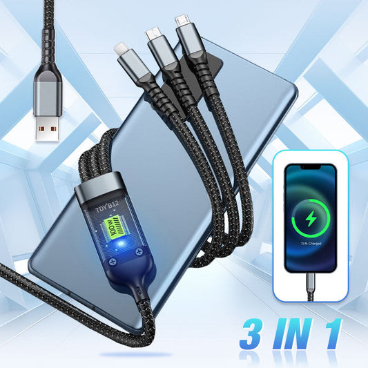 🔥2025 Hot Sale🔥Transparante, lichtgevende 3-in-1 supersnelle oplaadkabel