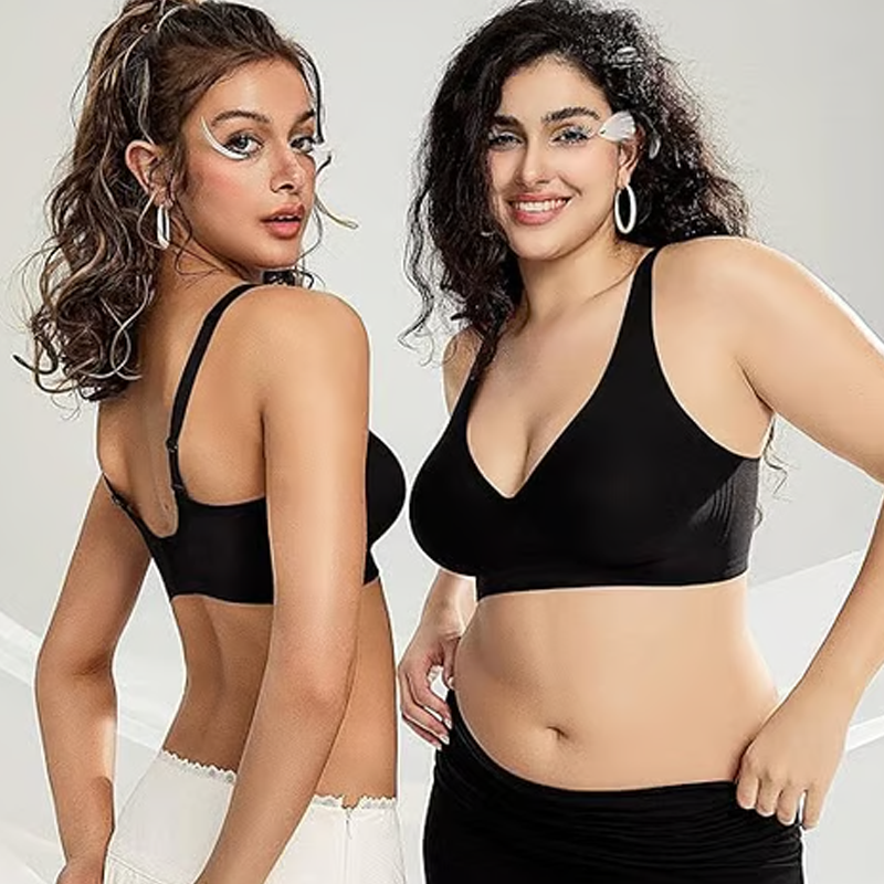 💗LAST DAY SALE 50% OFF⚡50K+ SOLD💕 Jelly Wireless Womens Comfortable Wireless Bras Push Up Bralettes Seamless Tshirts Bras Deep V Everyday Bras