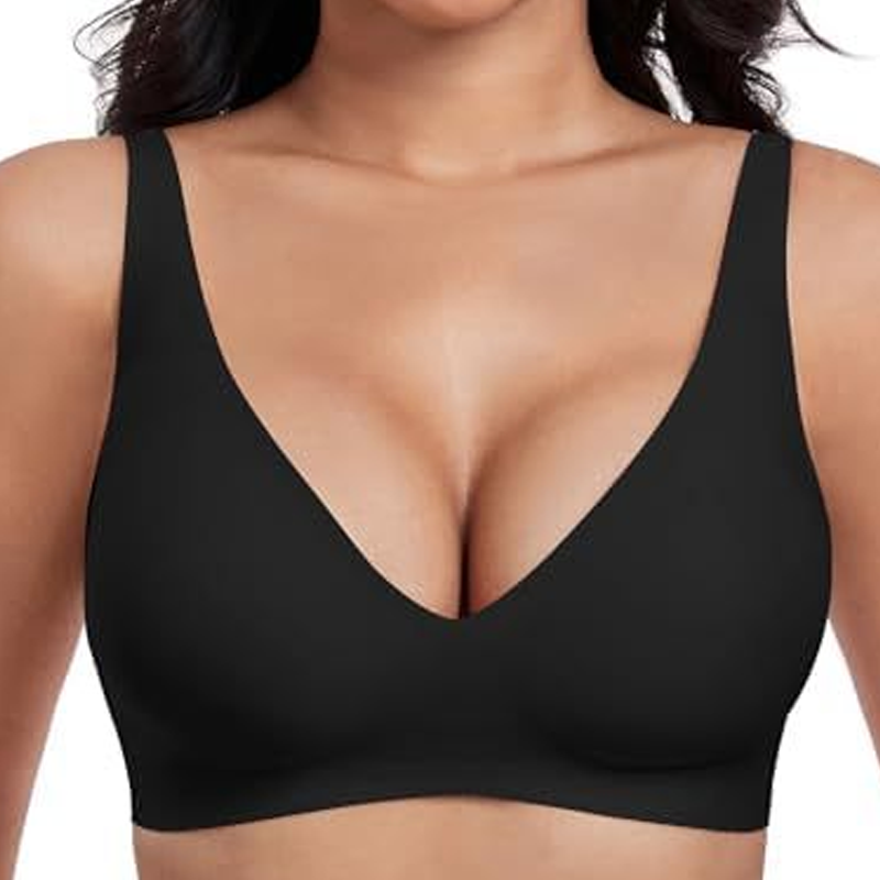 💗LAST DAY SALE 50% OFF⚡50K+ SOLD💕 Jelly Wireless Womens Comfortable Wireless Bras Push Up Bralettes Seamless Tshirts Bras Deep V Everyday Bras