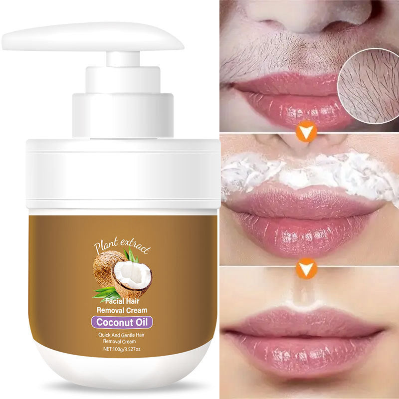 🥥✨ Kokosový krém na odstraňování chloupků na obličeji – jemný &  efektivní