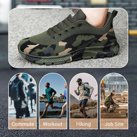 🛡️ 60% SLEVA! 👟 Pracovní tenisky Robust Camo - Odolné &  Protiskluzový povrch pro venkovní/stavební použití 🌿🔧