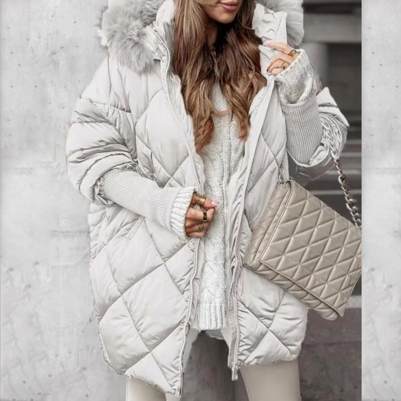 ✨Parka de longitud media de moda para mujer 🧥 – Patchwork de mangas de punto de otoño e invierno, ajuste favorecedor para los días fríos