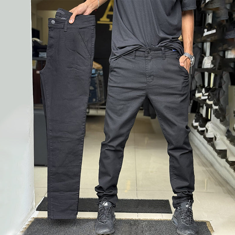 Pantalon de couleur unie décontractée pour hommes à ajustement mince