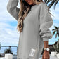 💥Winter Hot Sale 50% Off💥Long Sleeve Pullover Zipper Slit Casual Sweatshirt Dress