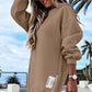 💥Winter Hot Sale 50% Off💥Long Sleeve Pullover Zipper Slit Casual Sweatshirt Dress
