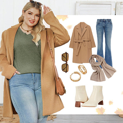 🔥Teraz 50% zniżki! - Damski sweter z długim rękawem i dekoltem w serek