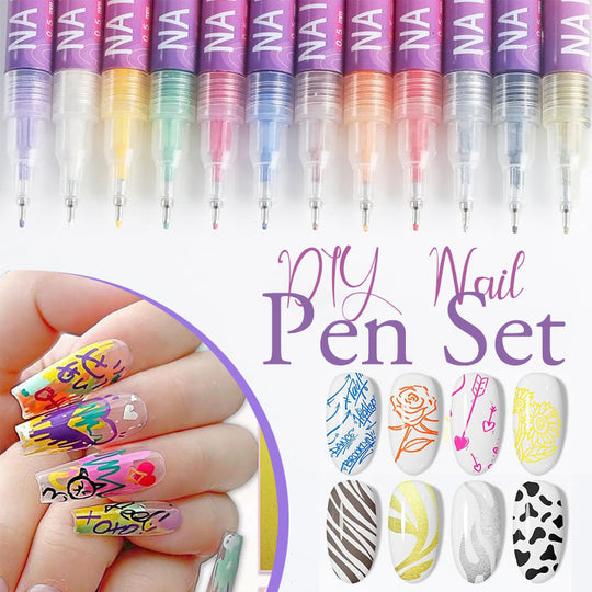 ⏰❗Laatste dag van fabriekskortingen! Mis het niet!⏳Set van 12 nagelkunstpennen in verschillende kleuren🎨💅