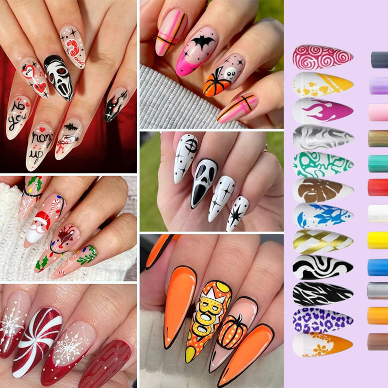⏰❗Laatste dag van fabriekskortingen! Mis het niet!⏳Set van 12 nagelkunstpennen in verschillende kleuren🎨💅