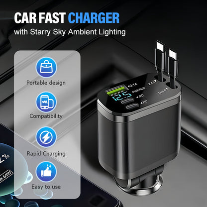 Charger Fast Car le Soilsiú Comhthimpeallach Starry Sky