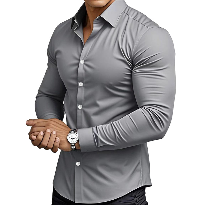 ⏰Over 10,000 sold！🔥Men's Solid Color Lapel Long Sleeve Button-Down Shirts — A Wardrobe Essential Every Man Should Own