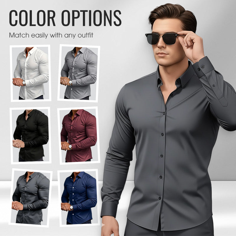 ⏰Over 10,000 sold！🔥Men's Solid Color Lapel Long Sleeve Button-Down Shirts — A Wardrobe Essential Every Man Should Own