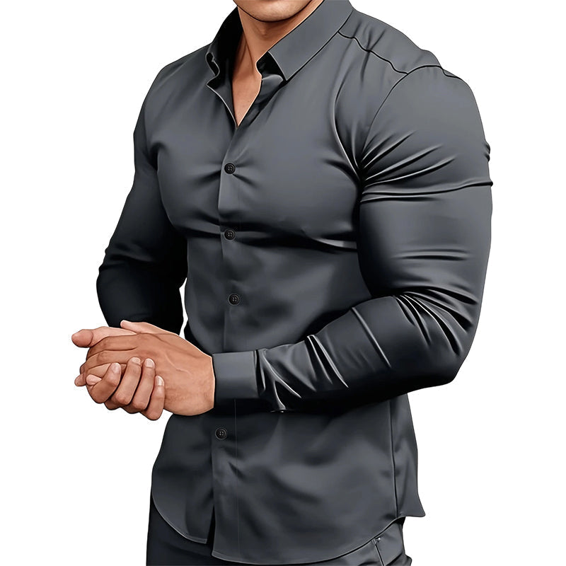 ⏰Over 10,000 sold！🔥Men's Solid Color Lapel Long Sleeve Button-Down Shirts — A Wardrobe Essential Every Man Should Own