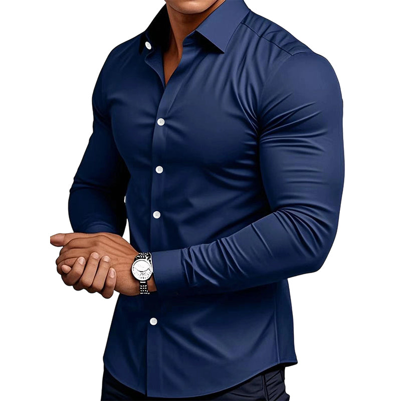 ⏰Over 10,000 sold！🔥Men's Solid Color Lapel Long Sleeve Button-Down Shirts — A Wardrobe Essential Every Man Should Own