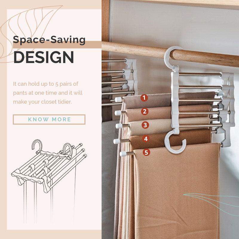 🔥【Special offer limited-time price】⏰Household Multifunctional Telescopic Folding Multi-layer Pants Storage Rack