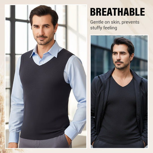🔥 ORA CON IL 60% DI SCONTO! ✨ Gilet termico senza cuciture da uomo - Tessuto traspirante ultra morbido con design antistatico per un comfort che dura tutto il giorno 👕💨