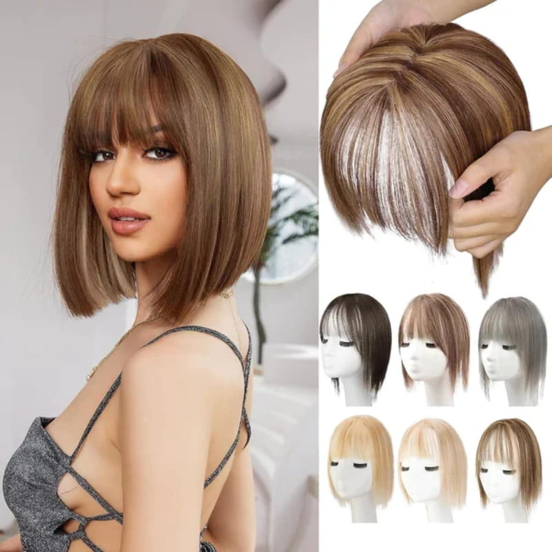 💥BIG SALE 🛒Natural Hair Toppers with Bangs for Women