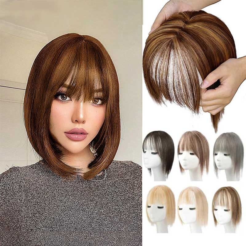 💥BIG SALE 🛒Natural Hair Toppers with Bangs for Women