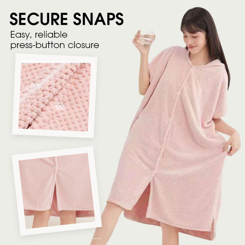 Gezellige badjas met capuchon en structuurpatroon voor dames (50% KORTING)
