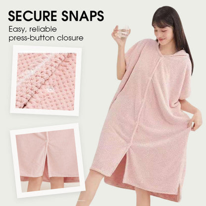 Gezellige badjas met capuchon en structuurpatroon voor dames (50% KORTING)