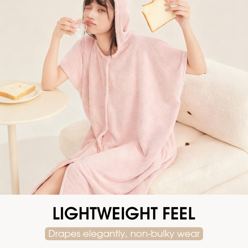 Women's Cosy Hooded Textured Grid Bathrobe（50% OFF）