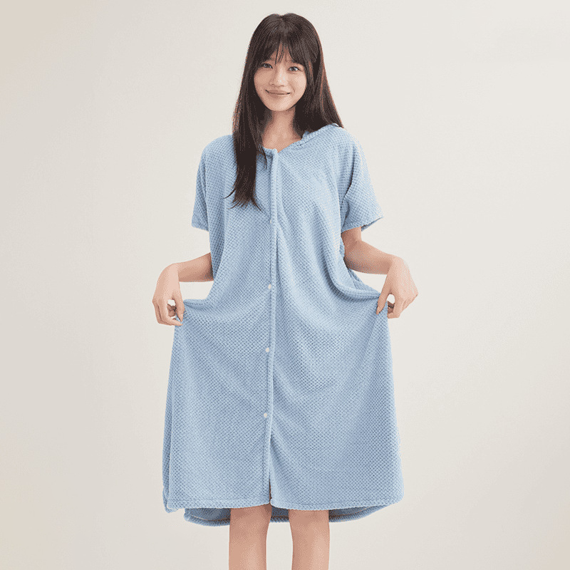 Women's Cosy Hooded Textured Grid Bathrobe（50% OFF）