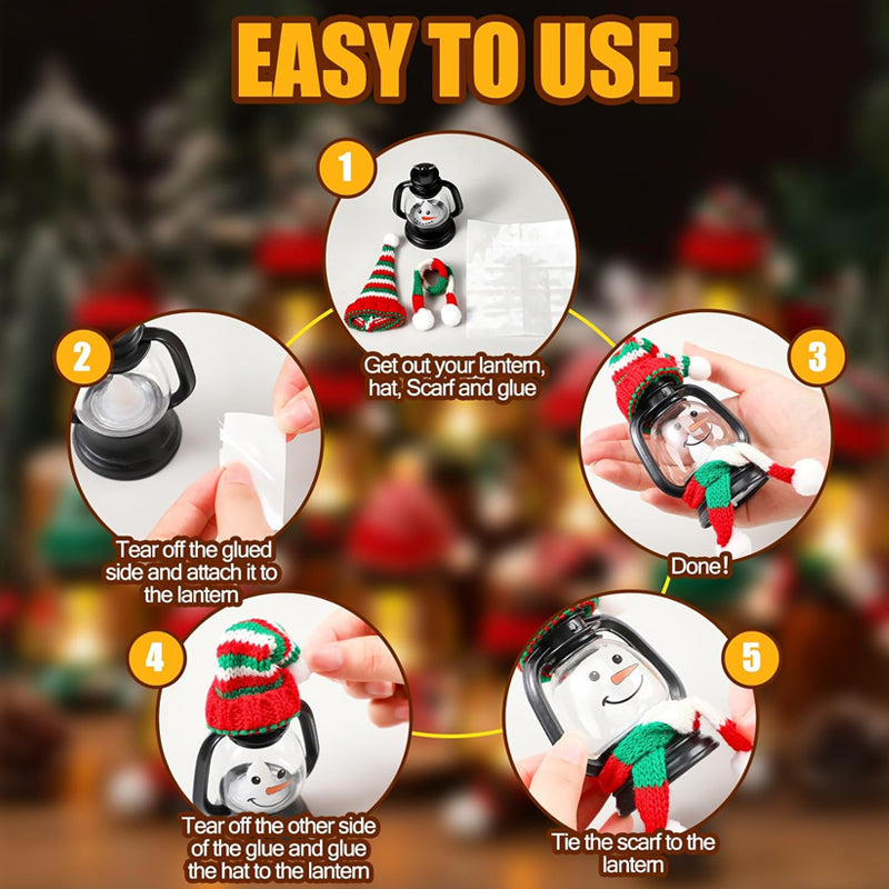 🎅Early Christmas Sale 50% OFF🎄Christmas Decoration Mini Snowman Lantern with Hats and Scarves