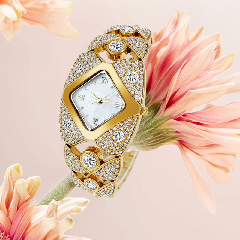 Damski zegarek kwarcowy w stylu retro z błyszczącymi kryształkami