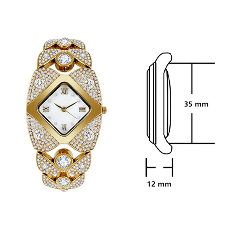 Dámské retro hodinky Quartz s třpytivými kamínky
