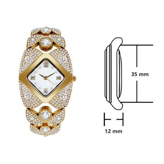 Dámské retro hodinky Quartz s třpytivými kamínky