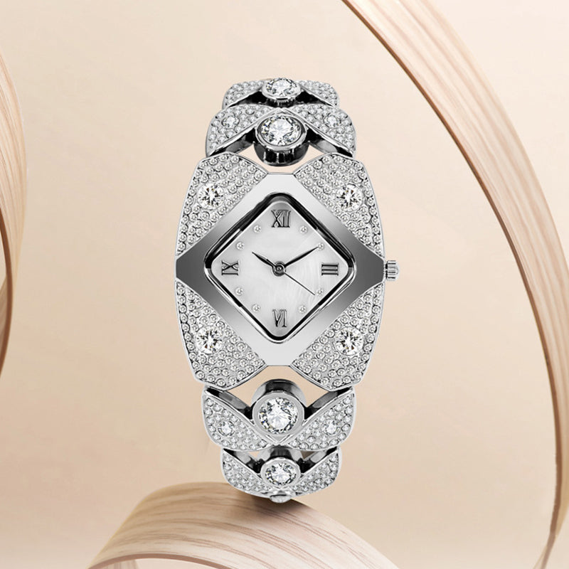 Damski zegarek kwarcowy w stylu retro z błyszczącymi kryształkami