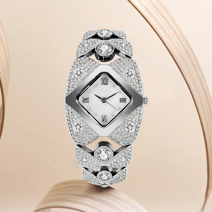 Damski zegarek kwarcowy w stylu retro z błyszczącymi kryształkami