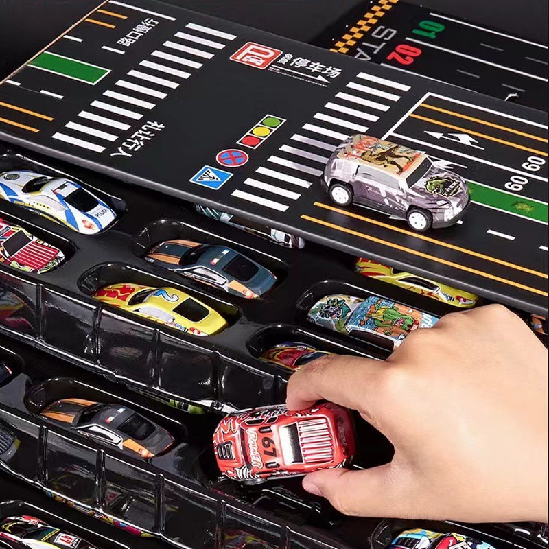 🚗🚓🚕🛺🚙48 Mini Pull-Back Cars with Built-In Garage Set