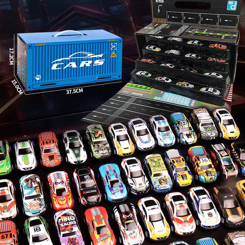 🚗🚓🚕🛺🚙48 Mini Pull-Back Cars with Built-In Garage Set