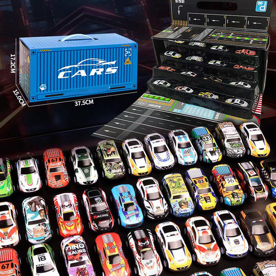 🚗🚓🚕🛺🚙48 Mini Pull-Back Cars with Built-In Garage Set