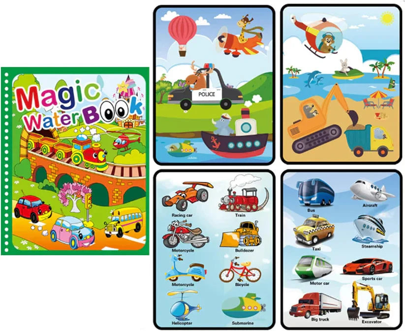 🎨 NYNÍ SLEVA 50 %! ✨ Montessori kniha s vodním kreslením - opakovaně použitelné stránky s neviditelnými vzory odhalenými vodním perem pro vzdělávací zábavu 💦📚