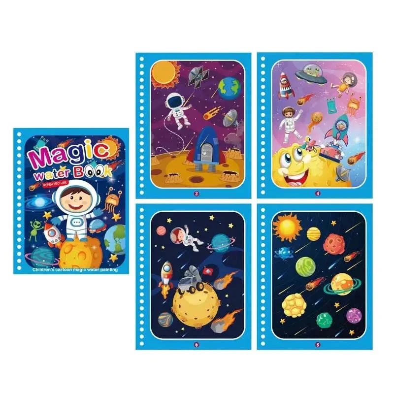 🎨 NYNÍ SLEVA 50 %! ✨ Montessori kniha s vodním kreslením - opakovaně použitelné stránky s neviditelnými vzory odhalenými vodním perem pro vzdělávací zábavu 💦📚