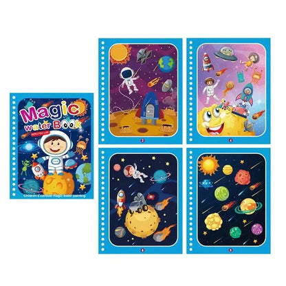 🎨 NYNÍ SLEVA 50 %! ✨ Montessori kniha s vodním kreslením - opakovaně použitelné stránky s neviditelnými vzory odhalenými vodním perem pro vzdělávací zábavu 💦📚