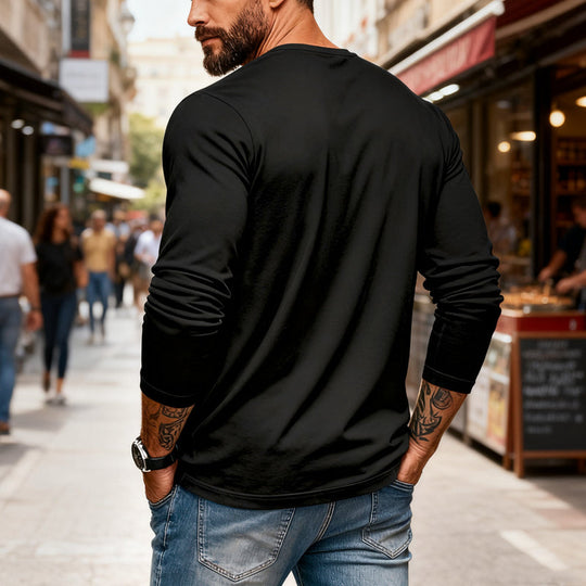 😎Nový příjezd🔥Pánské tričko s dlouhým rukávem henley slim fit střihu