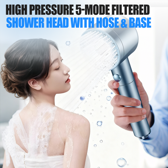 🚿5režimová filtrovaná sprchová hlavice – masáž ve stylu lázní &  Filtrovaná voda šetrná k pokožce pro zdravější vlasy &  Měkká kůže