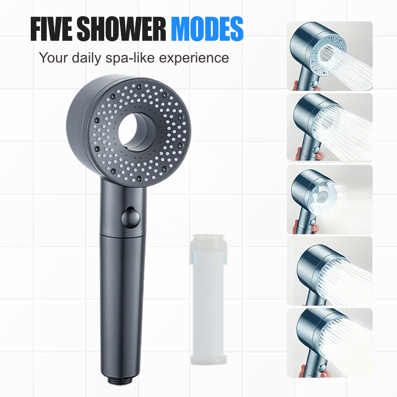 🚿5režimová filtrovaná sprchová hlavice – masáž ve stylu lázní &  Filtrovaná voda šetrná k pokožce pro zdravější vlasy &  Měkká kůže