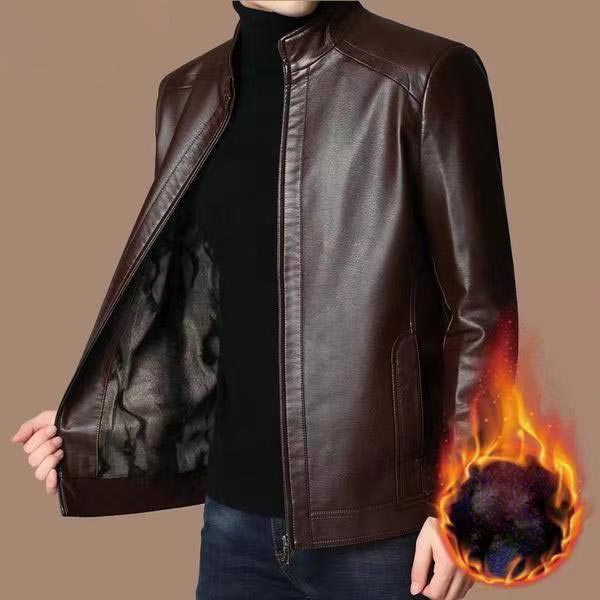 🖤Black Friday Sale:50% OFF🖤Men’s Warm Plush Lining Leather Jacket Coat - Gift for Him!