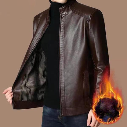 🖤Black Friday Sale:50% OFF🖤Men’s Warm Plush Lining Leather Jacket Coat - Gift for Him!