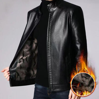 🖤Black Friday Sale:50% OFF🖤Men’s Warm Plush Lining Leather Jacket Coat - Gift for Him!