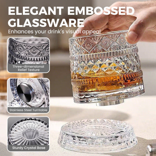 🥃  360° Rotating Whiskey Glass – Aerate & Relieve Stress ✨