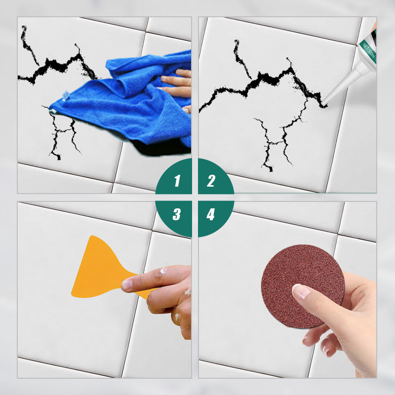 Quick Drying Ceramic Tile Repair Paste – Waterproof Crack & Chip Filler, Tile Marble Sink Toilet Repair Cream for Bathroom Kitchen Surface Restoration