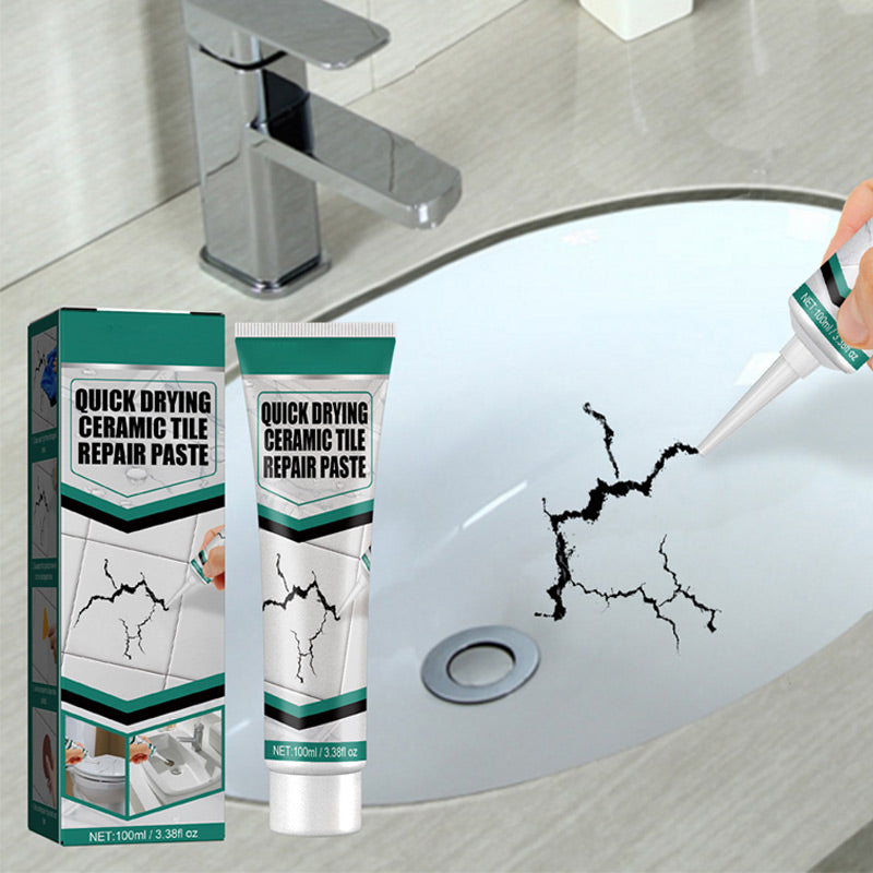 Quick Drying Ceramic Tile Repair Paste – Waterproof Crack & Chip Filler, Tile Marble Sink Toilet Repair Cream for Bathroom Kitchen Surface Restoration