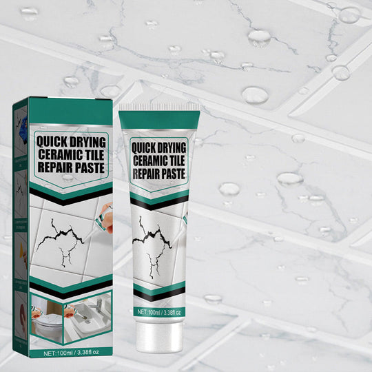Quick Drying Ceramic Tile Repair Paste – Waterproof Crack & Chip Filler, Tile Marble Sink Toilet Repair Cream for Bathroom Kitchen Surface Restoration