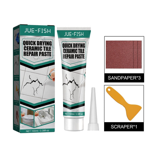 Quick Drying Ceramic Tile Repair Paste – Waterproof Crack & Chip Filler, Tile Marble Sink Toilet Repair Cream for Bathroom Kitchen Surface Restoration
