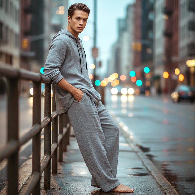 🆒Spring Sale 40% OFF!🌞Men's Hooded Casual Loose Top & Pants 2-Piece Set🏖️